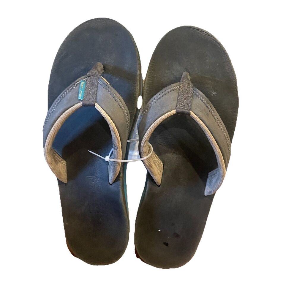 Hari Mari Fields Flip Flops Mens 13 Grey Leather Thong Sandals